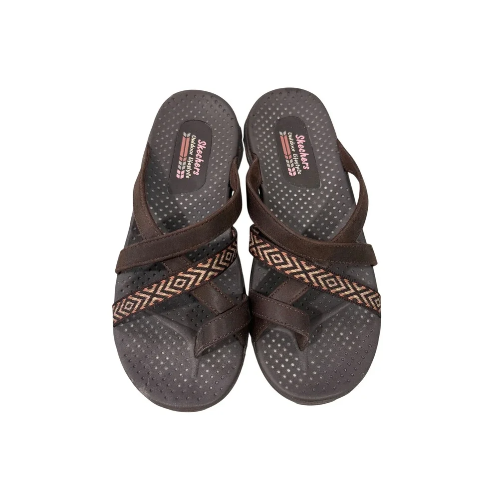 Skechers Reggae-Tireless Summer Toe Loop Thong Sandal Brown Women's 7